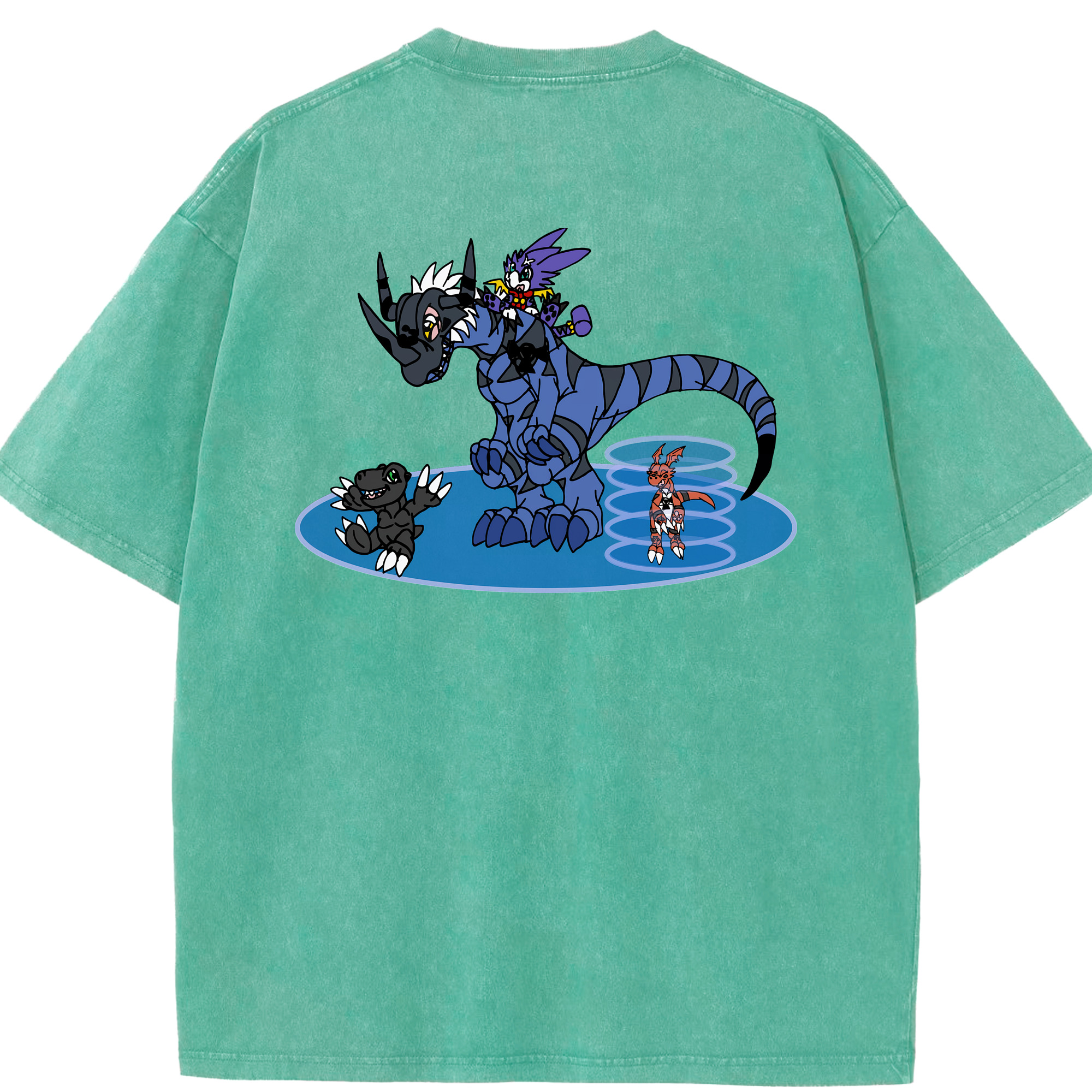 （画像用） Digimon デジタルモンスター/デジモン 綿100% ヴィンテージ風 半袖Tシャツ（背面プリント）